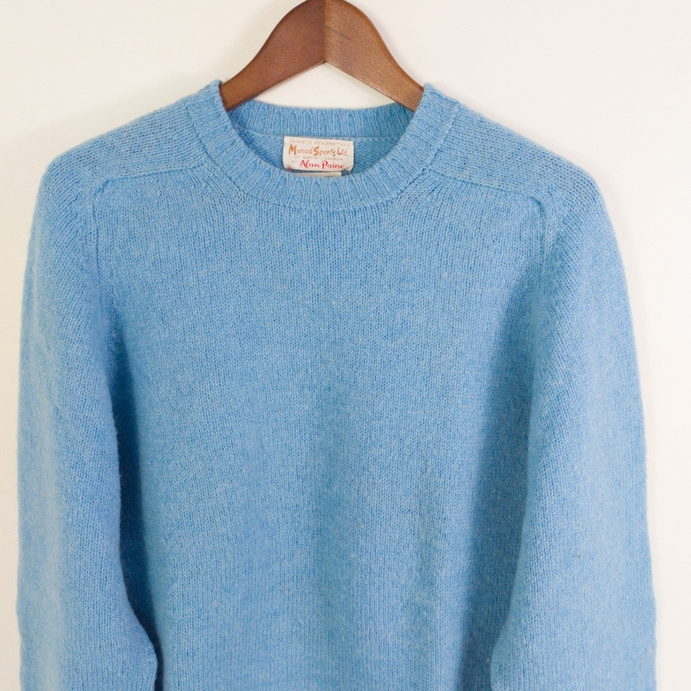 Vintage Alan Paine Shetland Wool Sweater Blue Size 40 - Picture 2 of 7